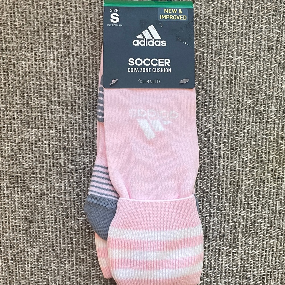 Adidas Climalite Pink and Gray Soccer Socks
